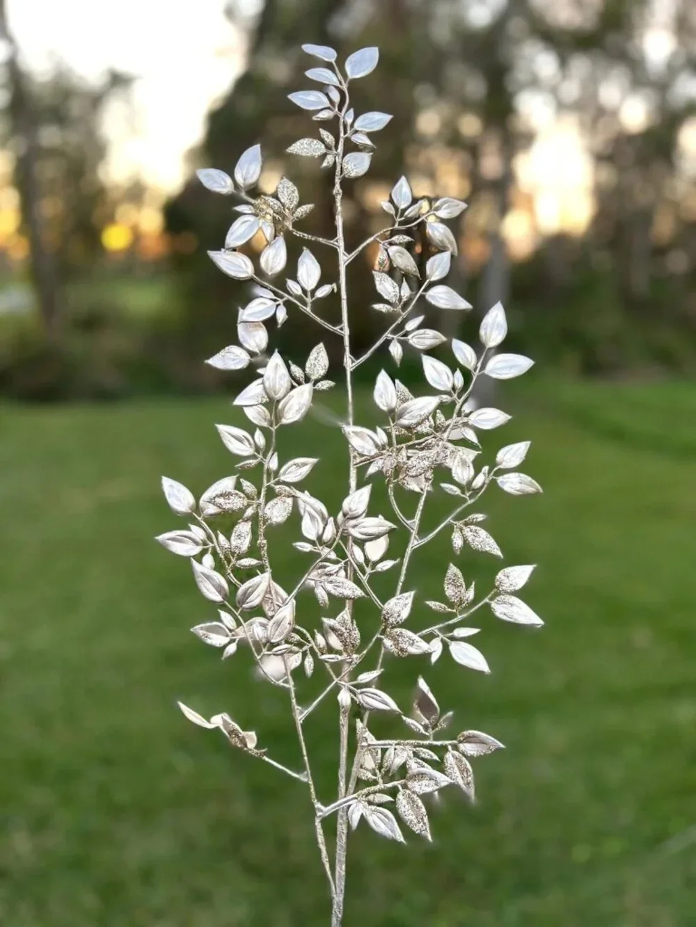 Gold Glitter Mini Privet Leaf Beaded Textured Christmas Floral Stem Crafts